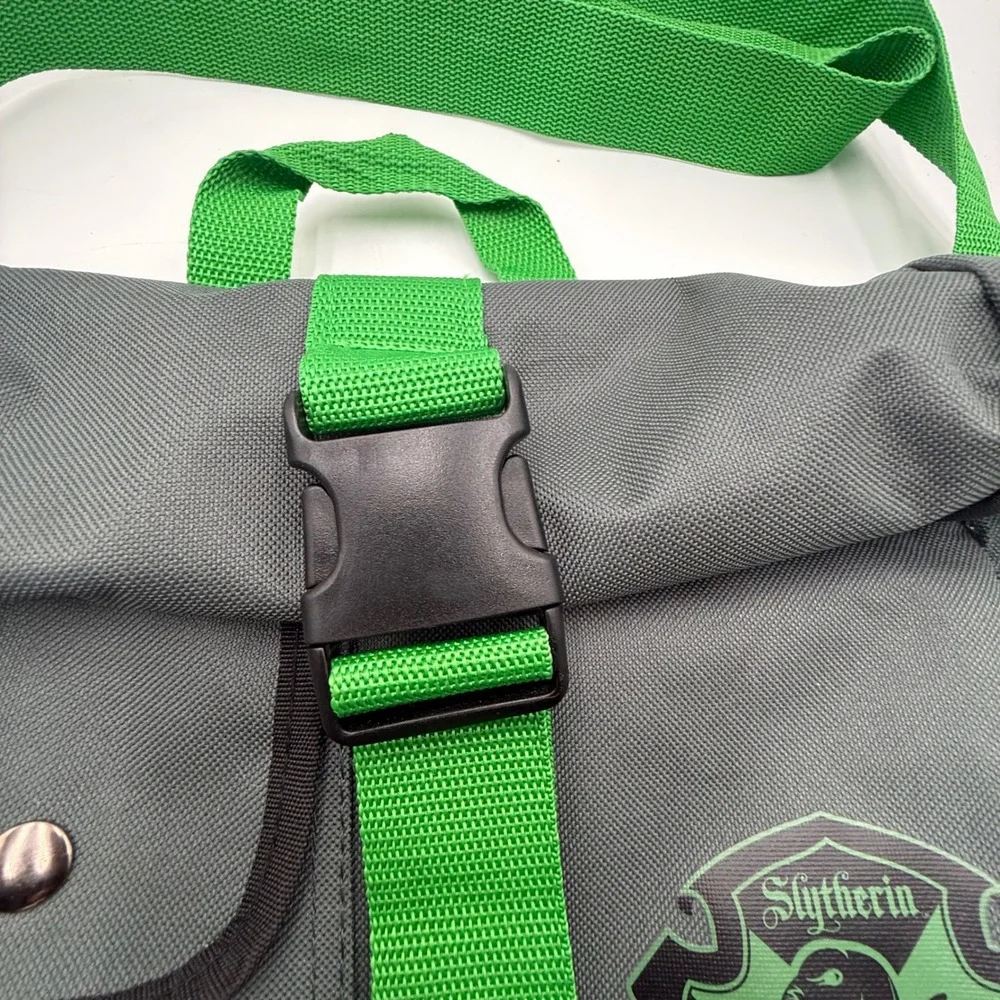 Harry Potter Slytherin Roll Top Crossbody Messenger Bag Green Gray 2018